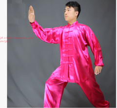 Unisex silks satins Tai chi Uniforms Wushu Martial arts Kung fu Wing Chun Suit
