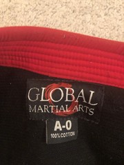 Global Martial Arts Brazilian Jiu Jitsu Size A0 Black Top Only Sports
