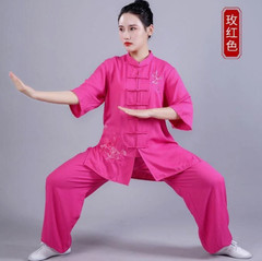 Summer Women Cotton Tai Chi Uniform Kung Fu Suit Martial Arts Wing Chun Clothes