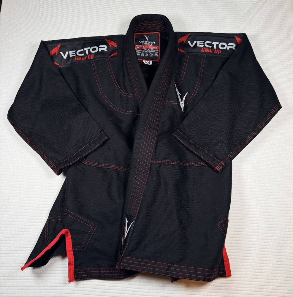 Vector Sports Attila Series BJJ Gi Top Jacket, Kids Unisex K4 Black/Red 208
