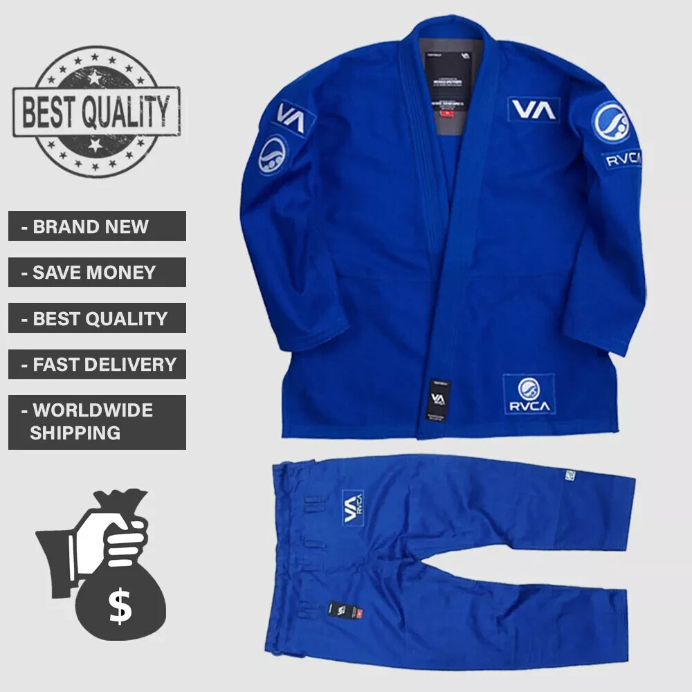 Men Blue Shoyoroll BJJ Gi Suit Cut RVCA Uniform Pearl Weave Batch #60 BJJ Kimono