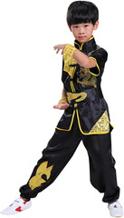 Boys Girls Kung Fu Master Tai Chi Dragon Chinese Uniform Top Shirt Pants Set Out