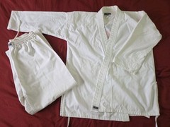 Macho Martial Arts Gi Lot of 2 Uniforms with 8 belts and Macho Sparring Gear
