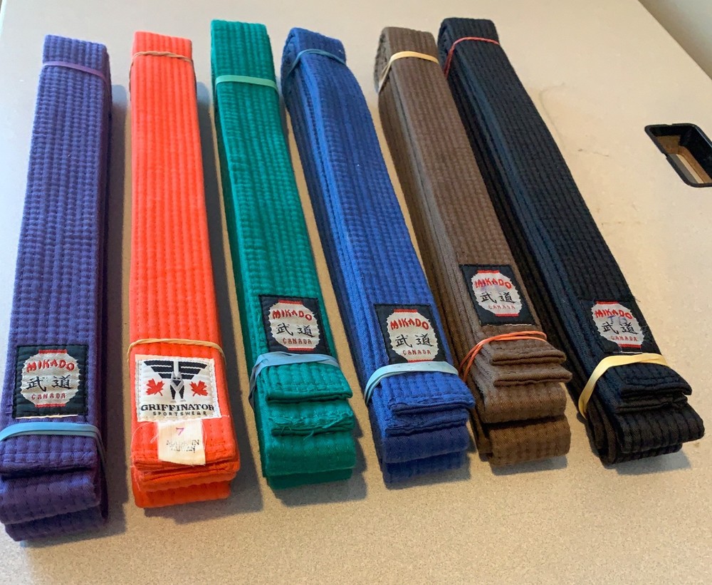 Karate / Judo belts (six), size 7, suit larger adult