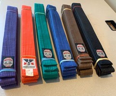 Karate / Judo belts (six), size 7, suit larger adult