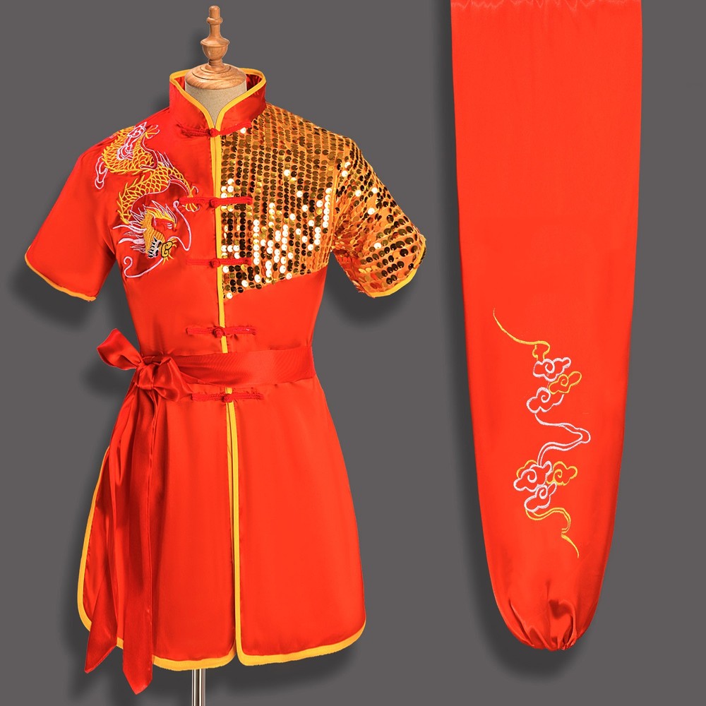 Silk Chinese Taichi Kung Fu Uniform Shaolin Wushu Suit Clothes Dragon Embroidery