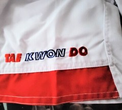 DINAMICS Martial Arts AN’S TAEKWONDO Shirt/SHORT Kids White/RED SET SIZE 000/120