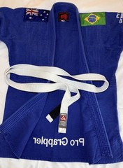 Blue BJJ Gi – Brazilian Jiu Jitsu Uniform with Gracie Barra White Belt & Patches