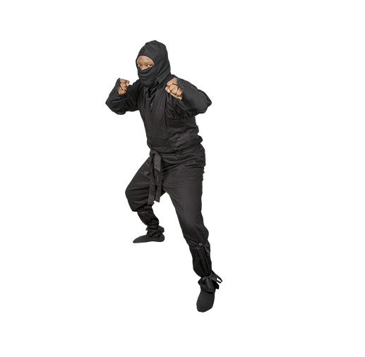 Black Ninja Authentic 100% Cotton Uniform Shinobi Mask Hood Martial Arts Gear