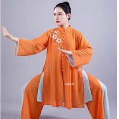 Women Soft Silk Satin Tai Chi Suit Kung Fu Wushu Martial Uniform Jacket Pants