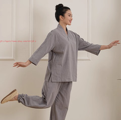 Women Men Meditation Monk uniform Chinese Style Lay Zen Kung Fu Tai Chi Suits
