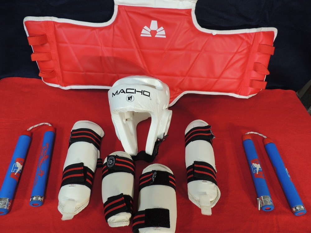 Martial Arts Set (small size) Leg/arm Pads Headgear Chest Protector Nunchucks