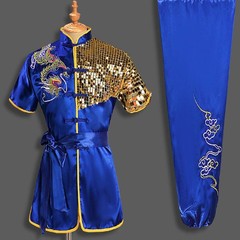 Silk Chinese Taichi Kung Fu Uniform Shaolin Wushu Suit Clothes Dragon Embroidery