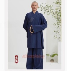 Buddhist Shaolin Monk Robe Full Set Cotton Thin Kung Fu Suit Meditation Uniforms