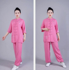 Summer Women Cotton Tai Chi Uniform Kung Fu Suit Martial Arts Wing Chun Clothes