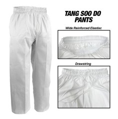 12 oz Tang Soo Do Uniform Karate Gi White with Black Heavy Weight Dobak