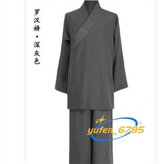 STOCK Buddhist Shaolin Monk Robe Full Set Linen Kung Fu Suit Meditation Uniforms