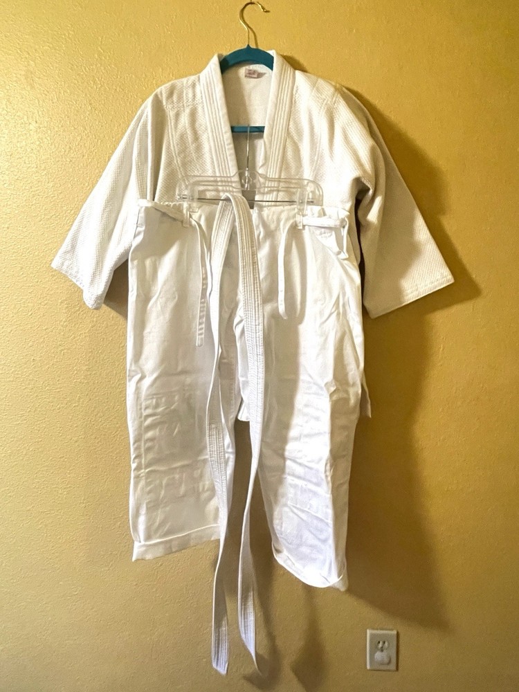 Youth Judo Gi White Cotton Uniform Set Jacket Pants Belt Size 1/150