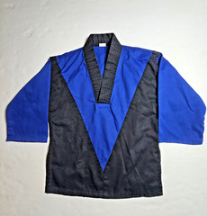 Martial Arts Demo Team Uniform V Neck Shirt Blue And Black Kids Size 000