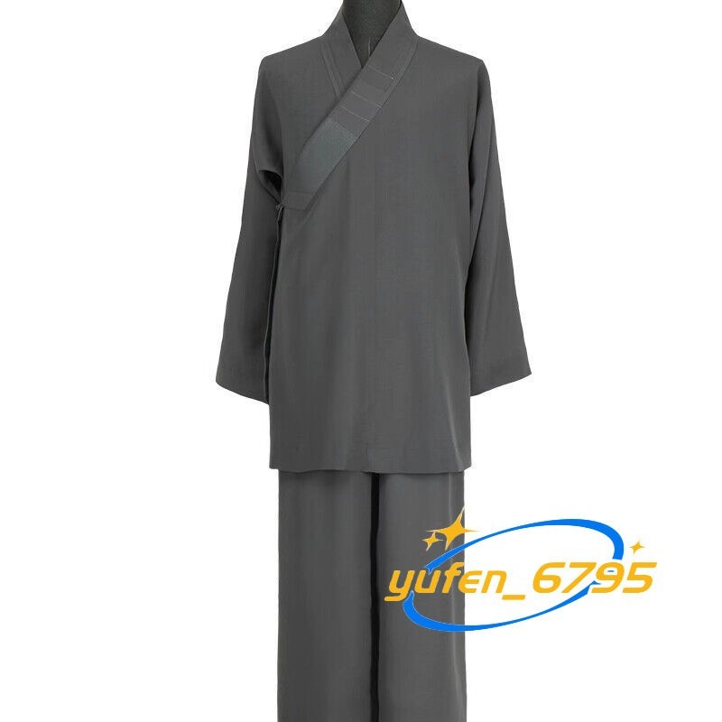 STOCK Buddhist Shaolin Monk Robe Full Set Linen Kung Fu Suit Meditation Uniforms