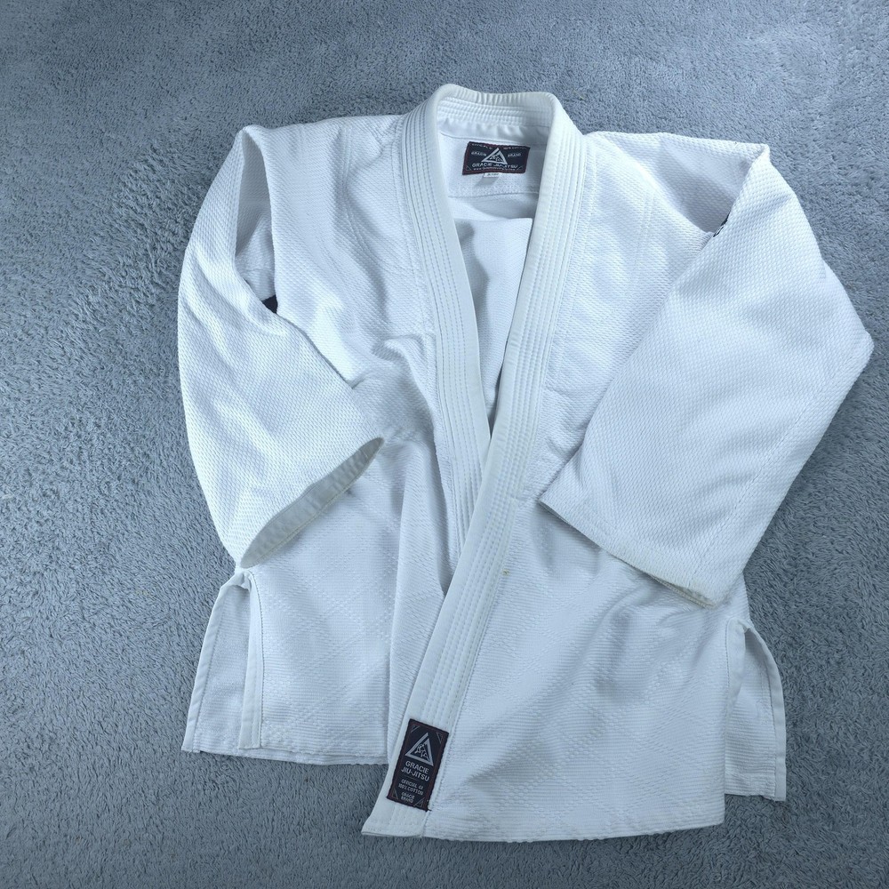 Gracie Jiu-Jitsu Official Gi Jacket Mens Medium White BJJ Training Uniform Top