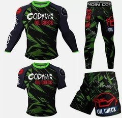 New 2024 Styles Oil Check Brazilian Jiu Jitsu BJJ MMA Rashguard Shorts Spats Set