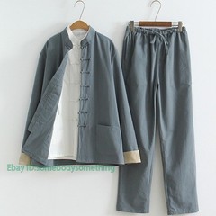 3pcs Traditional Chinese Linen Kung Fu Tai Chi Uniform Retro Plus Size Tang Suit