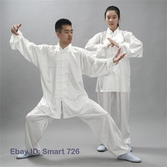 Chinese Women Men Kung Fu Uniform Martial Arts Wushu Taiji Suit Milk Silk