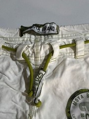 MOYA Brand Performance Pants GI MMA Lace Up Size A0 Cream/Green Fight Gear VGUC