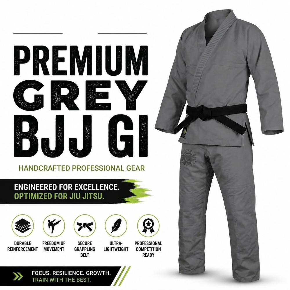 The Premium Grey Karate Gi Martial Arts Uniform with Black Belt is professional