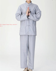 Men Women Shaolin Buddhist Monk Religion Suits Cotton Yoga breathable buckle Set