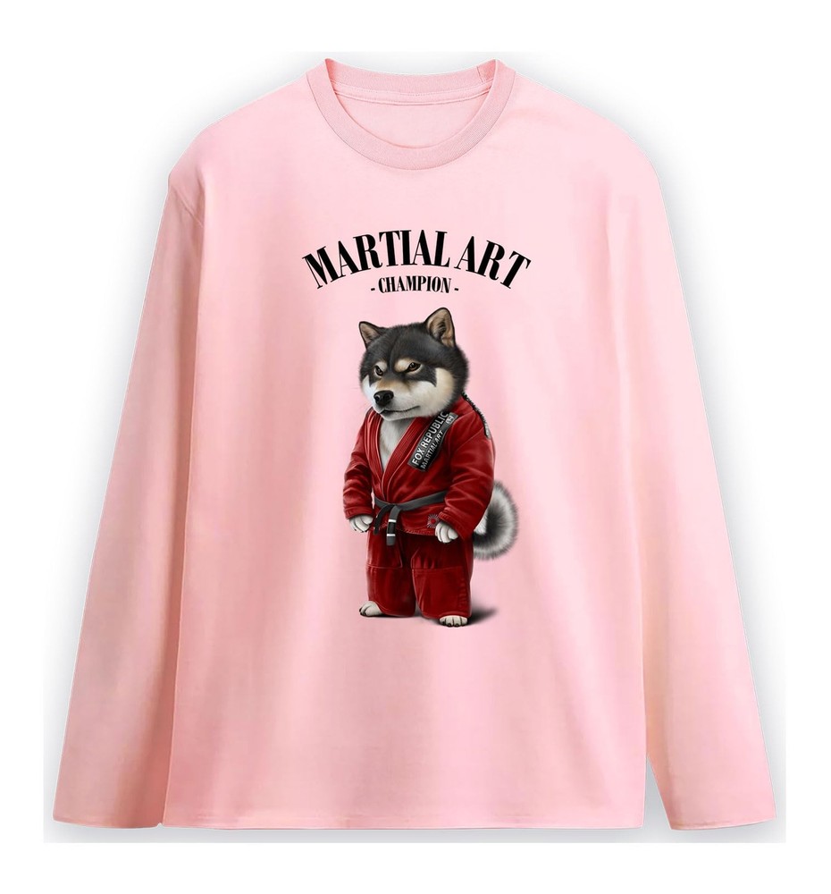 Fox Republic Black Shiba Inu Red Karate Long Sleeve