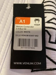 Venum Contender 2.0 Brazilian Jiu-Jitsu BJJ MMA Kimono Gi Uniform White A1 NWT