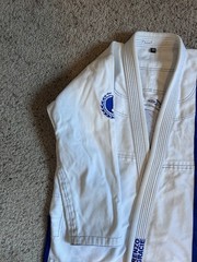 Renzo Gracie size A1 White and Blue Brazilian Jiu-Jitsu Gi with pants