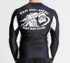 Fuji Mat Rat Flex Lite Mens MMA BJJ Jiu Jitsu Long LongSleeve LS Rashguard Black