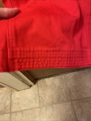 Martial Arts Pants Red Sz4/180 Gi Elastic/String Wst Crotch Gusset, Heavy Weight