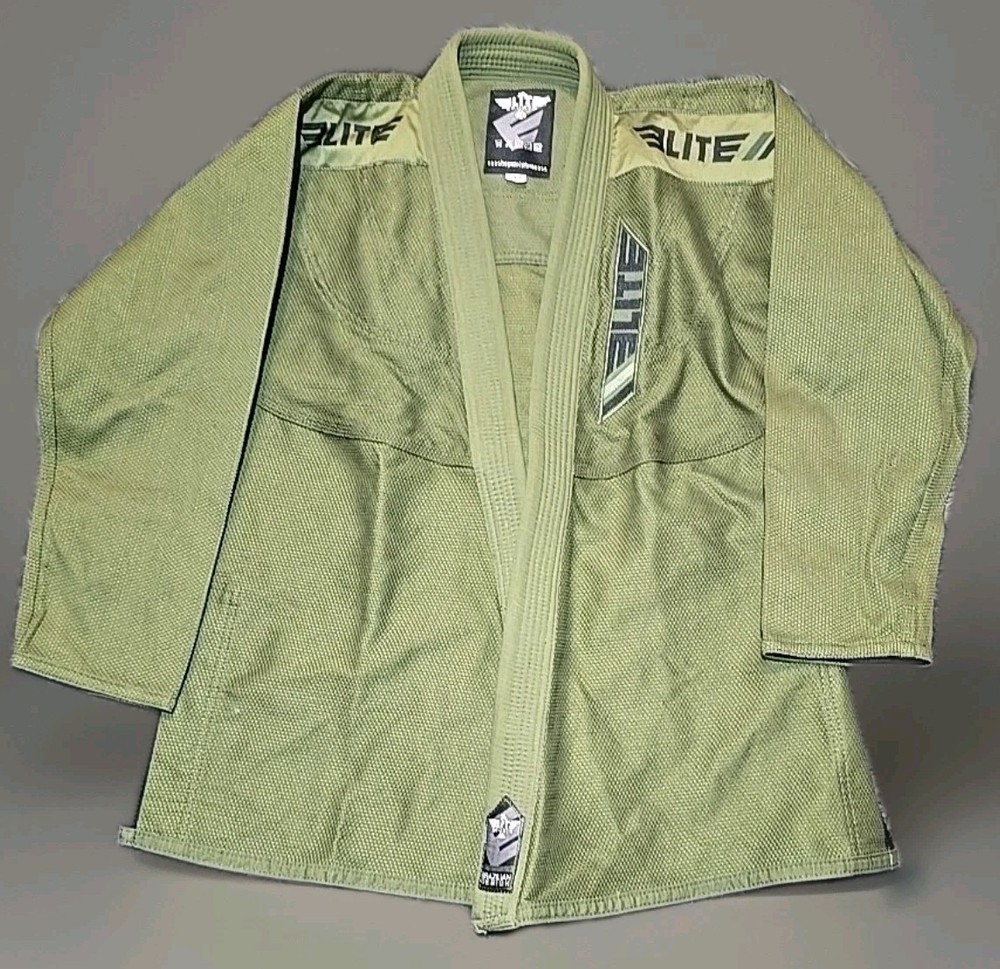 Elite Sports BJJ Gi Jacket A1 Olive Green Jiu Jitsu Kimono Top Lightweight SZ A3