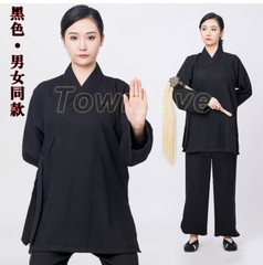 Unisex Wudang Taoist Cotton Linen Robe Kung Fu Tai Chi Uniform Martial Arts Suit