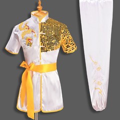 Silk Chinese Taichi Kung Fu Uniform Shaolin Wushu Suit Clothes Dragon Embroidery