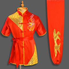 Silk Kung Fu Tai Chi Uniform Martial Arts Suit Outfit Sequins Dragon Embroidery