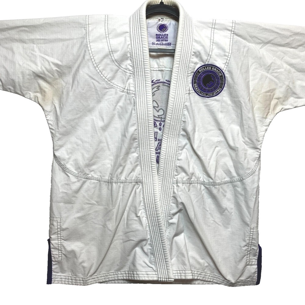 Rolles Gracie Jiu Jitsu Kimono Mens A2L White Purple MMA Jacket