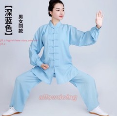 Men Women Linen Tai Chi Uniforms Kung Fu Suit Martial Arts Wing Chun Clothes Set