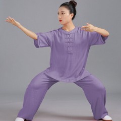 Womens Chinese Kung Fu Tai Chi Uniform Suit Martial Arts Uniform T-shirt Outfit