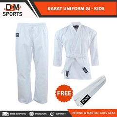 DXM Kids Karate Gi Poly Cotton Preshrunk Karate Martial Arts Uniform w/FREE Belt