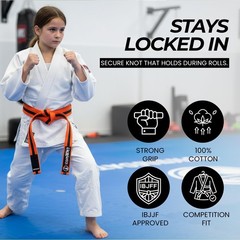 Kids Jiu Jitsu Belt, Premium Cotton BJJ Belt for Boys & Girls, Durable Martia…