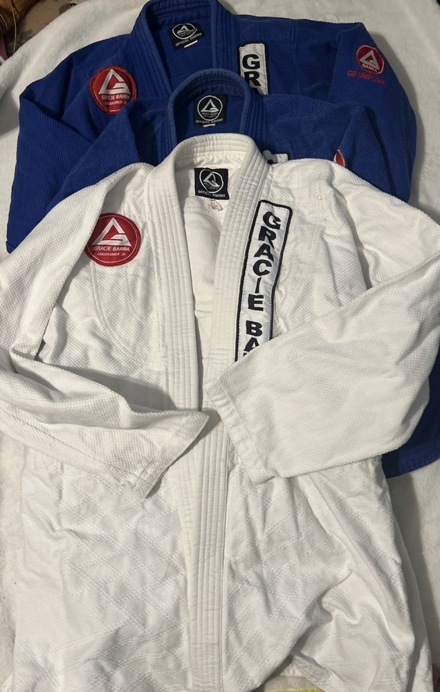 Gracie Barra Kimono Gi Tops Lot Of 3 Adult A5 Jiu Jitsu BJJ Blue White MMA XXL