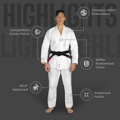 Sanabul Highlights Pro Brazilian Jiu Jitsu Gi Premium BJJ Gi White A1