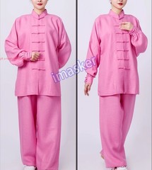 Men Women Linen Tai Chi Uniforms Kung Fu Suit Martial Arts Wing Chun Clothes Set