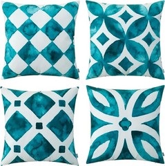 HWY 50 Teal Decorative Throw Pillow Covers Set 18×18 Inch set 4