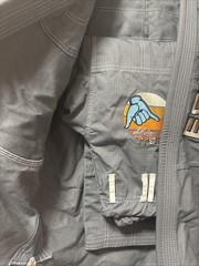 ECBJJ Lifestyle Jiu-Jitsu Gi Embroidered Shaka Hand Patch & Pants Size A-1
